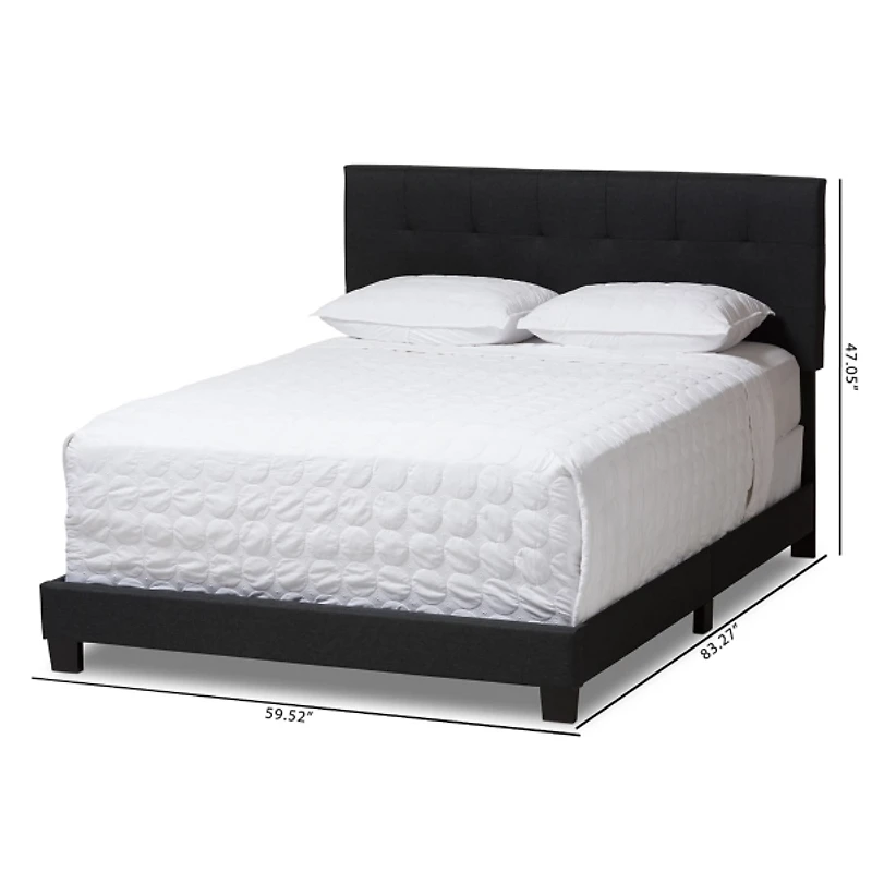 Charcoal Gray Tufted Modern Queen Bed