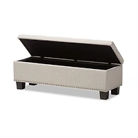 Beige Button-Tufted Upholstered Storage Bench