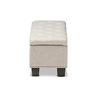 Beige Button-Tufted Upholstered Storage Bench