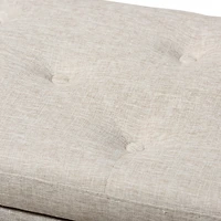 Beige Button-Tufted Upholstered Storage Bench