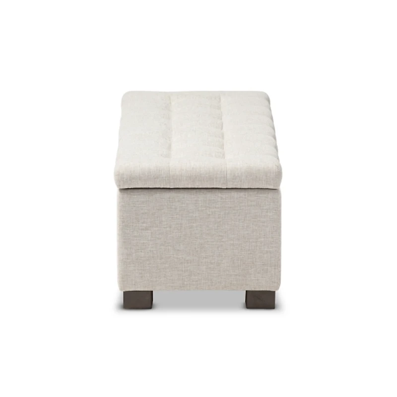Beige Grid-Tufted Contemporary Storage Bench