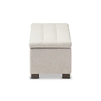 Beige Grid-Tufted Contemporary Storage Bench