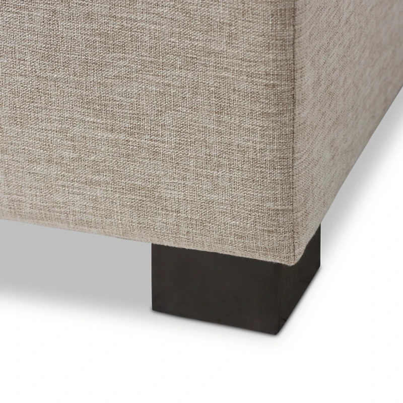 Beige Grid-Tufted Contemporary Storage Bench