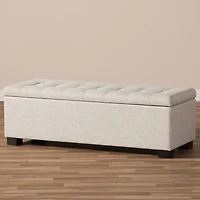 Beige Grid-Tufted Contemporary Storage Bench