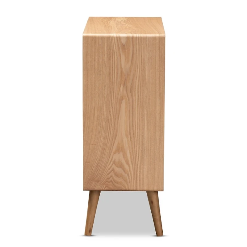 Oak and Rattan 4-Drawer Chest