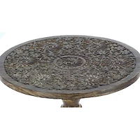 Carved Mandala Mango Wood Accent Table