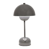 Gray Metal Mushroom Cordless Touch Lamp