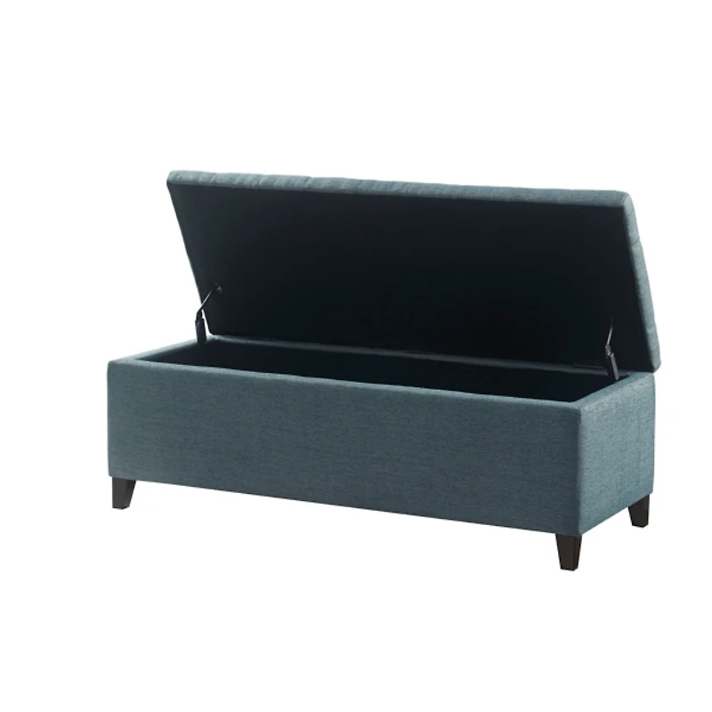 Peacock Blue Button Tufted Storage Bench