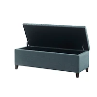 Peacock Blue Button Tufted Storage Bench