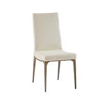 Cream Bronze Metal Base Dining Chairs, Set of 2