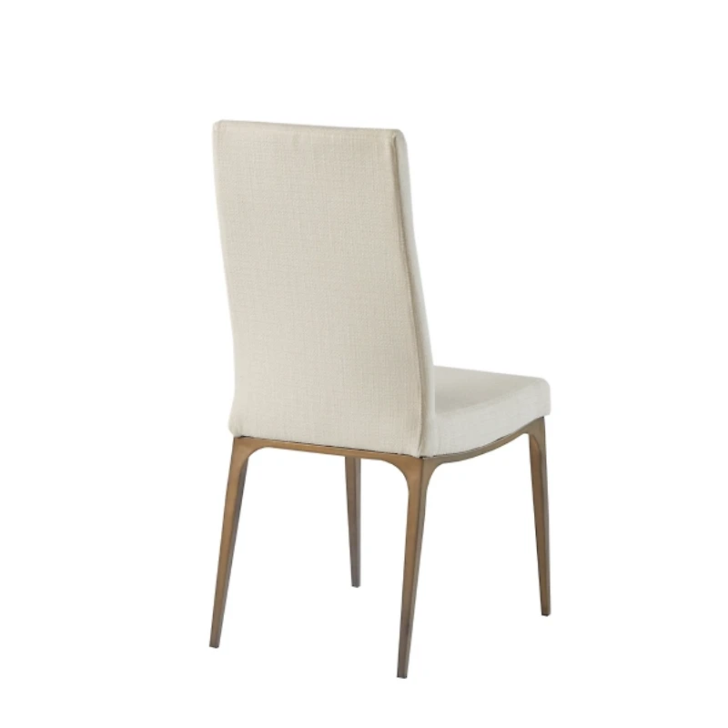 Cream Bronze Metal Base Dining Chairs, Set of 2