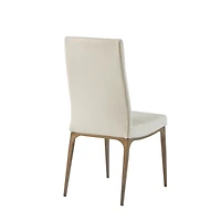 Cream Bronze Metal Base Dining Chairs, Set of 2