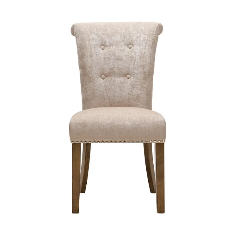 Cream Linen Rolled Back Dining Chairs, Set of 2