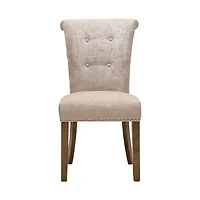 Cream Linen Rolled Back Dining Chairs, Set of 2