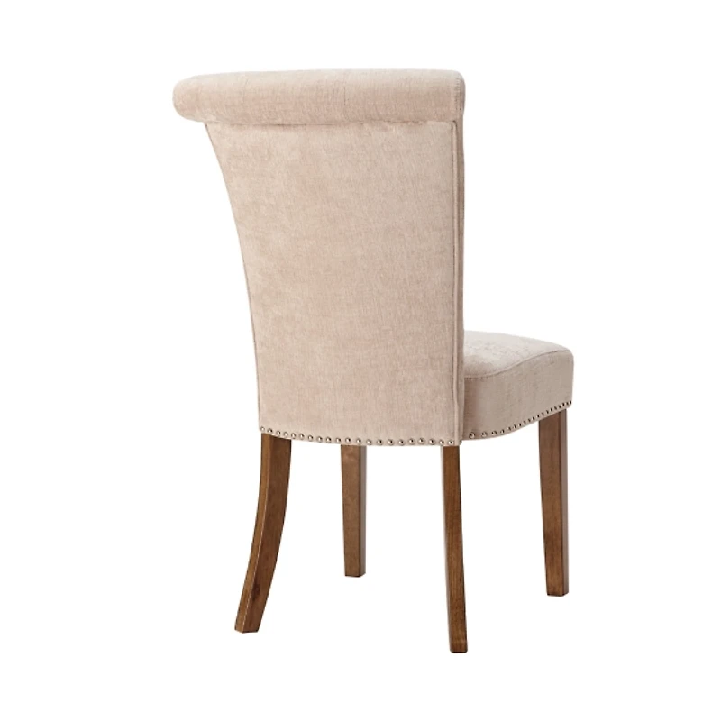 Cream Linen Rolled Back Dining Chairs, Set of 2