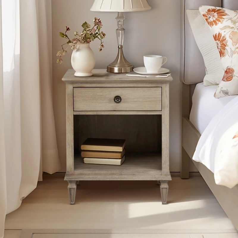 Natural Wood 1-Drawer Nightstand