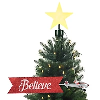 Believe Animated Biplane Tree Topper
