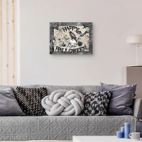 Black and White Happy Halloween Canvas Art Print