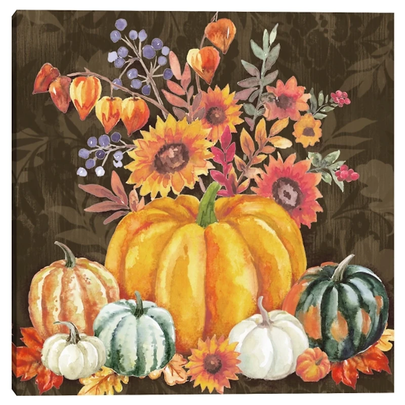 Floral Pumpkins Canvas Art Print