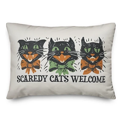 Retro Scaredy Cats Welcome Outdoor Accent Pillow