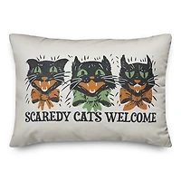 Retro Scaredy Cats Welcome Outdoor Accent Pillow