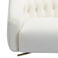 Ivory Velvet Tufted Golden Leg Swivel Office Chair