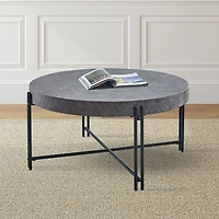 Faux Concrete and Metal Base Coffee Table