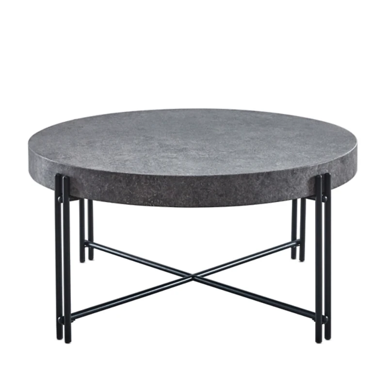 Faux Concrete and Metal Base Coffee Table