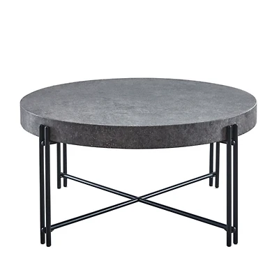 Faux Concrete and Metal Base Coffee Table