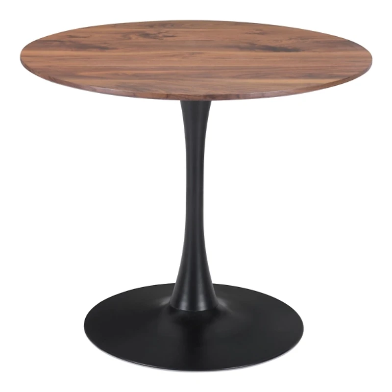 Brown Wood and Black Metal Bistro Dining Table