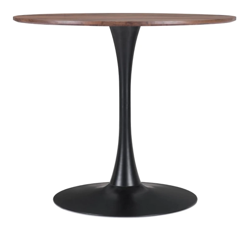 Brown Wood and Black Metal Bistro Dining Table
