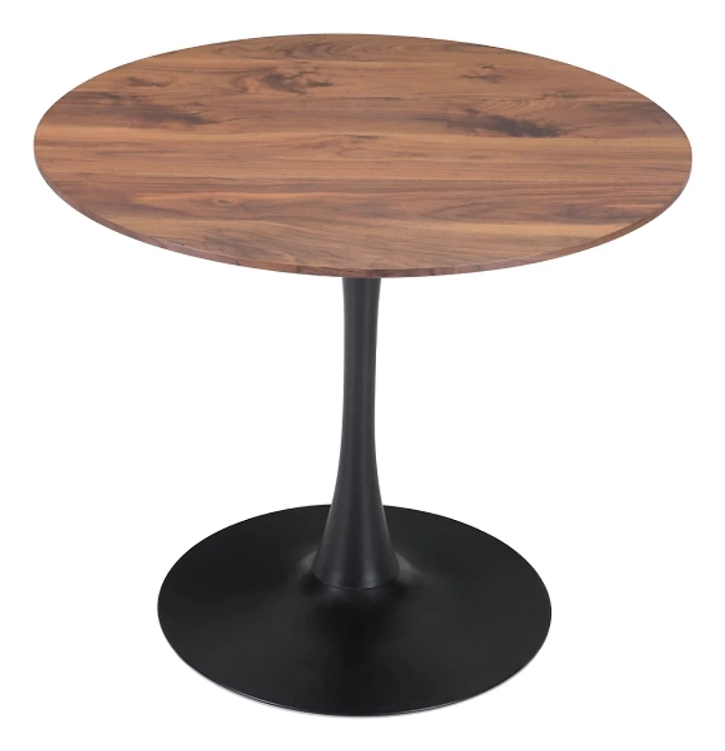 Brown Wood and Black Metal Bistro Dining Table