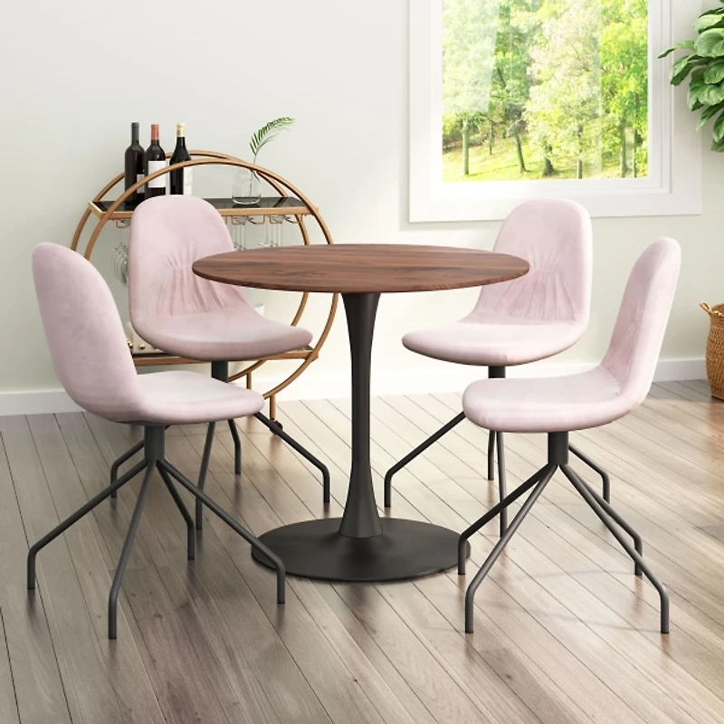 Brown Wood and Black Metal Bistro Dining Table