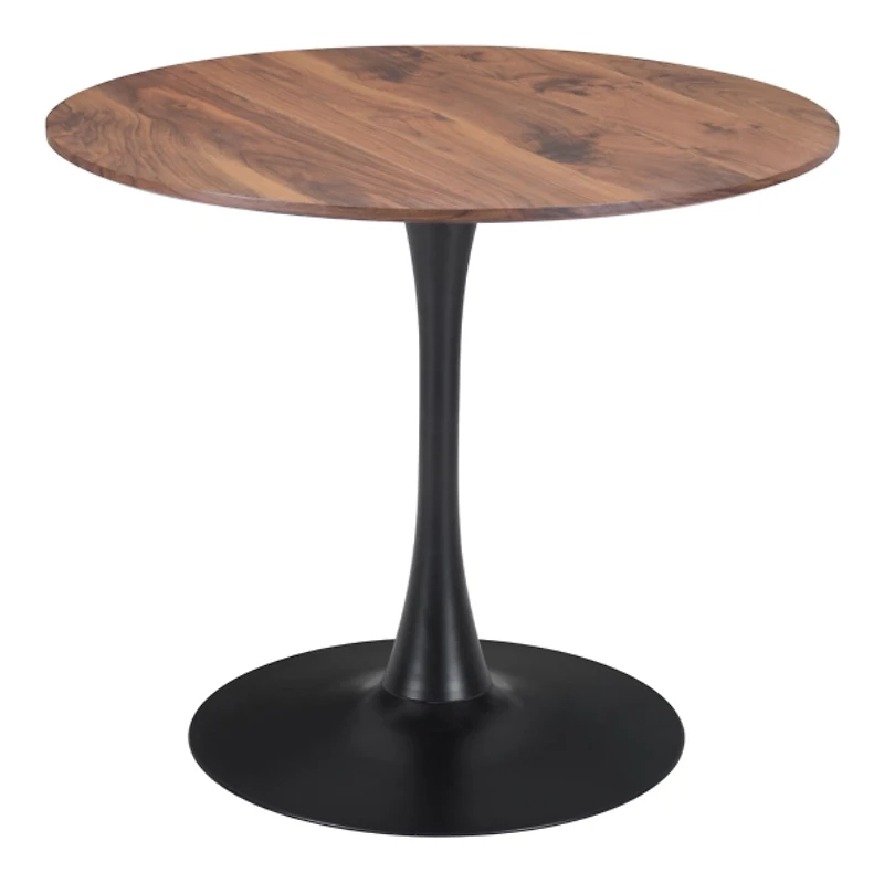 Brown Wood and Black Metal Bistro Dining Table