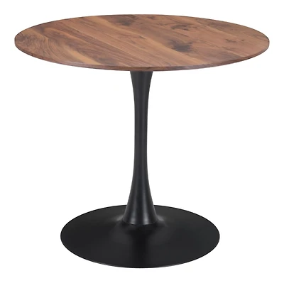 Brown Wood and Black Metal Bistro Dining Table