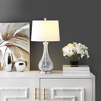 Clear Glass and Silver Metal Base Table Lamp