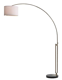Brass Curved Arm Marble Base Floor Lamp