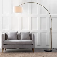 Brass Curved Arm Marble Base Floor Lamp