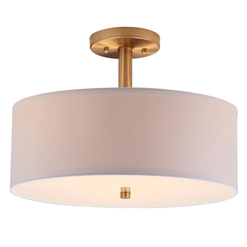 White and Gold Semi-Flush Mount Light