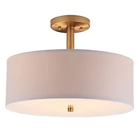 White and Gold Semi-Flush Mount Light