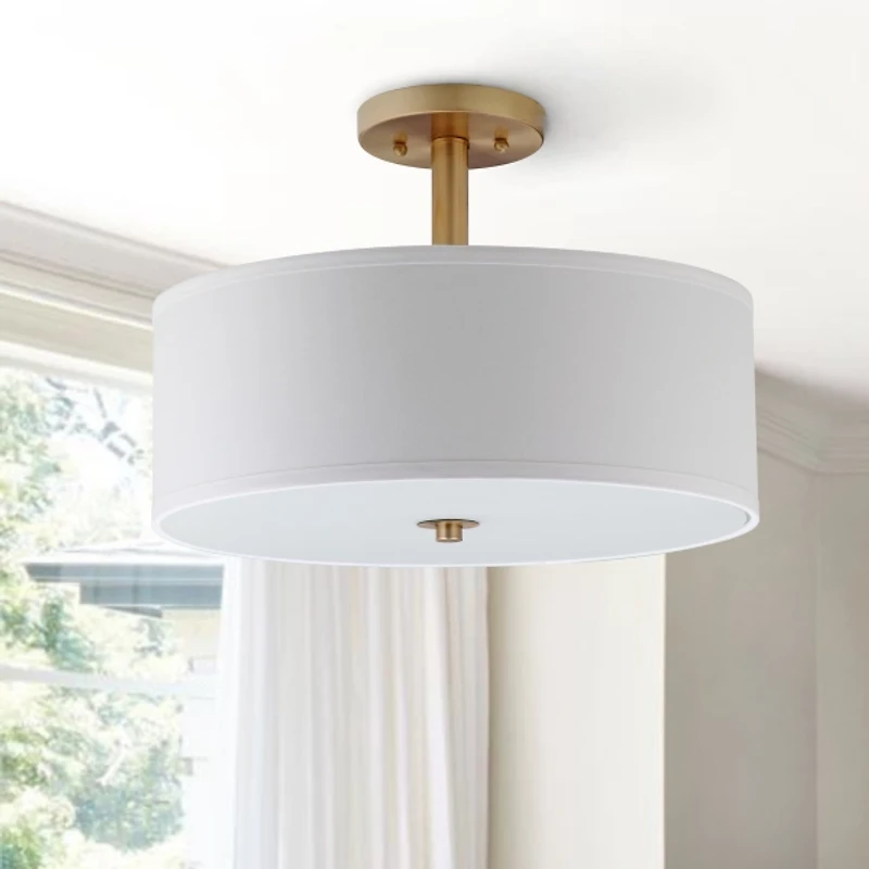 White and Gold Semi-Flush Mount Light