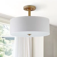 White and Gold Semi-Flush Mount Light