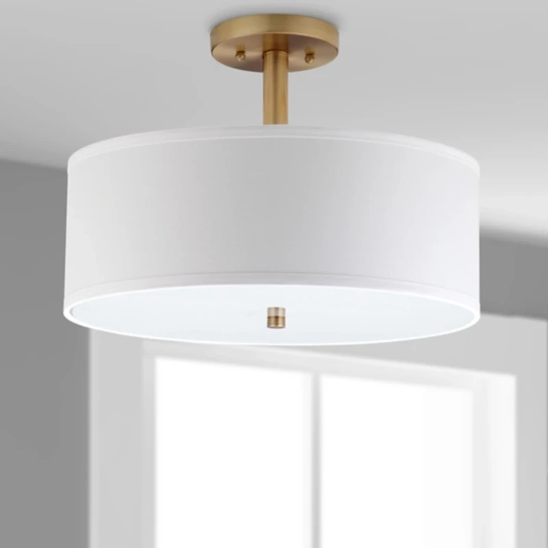 White and Gold Semi-Flush Mount Light