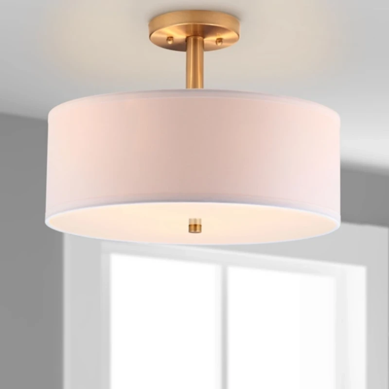 White and Gold Semi-Flush Mount Light