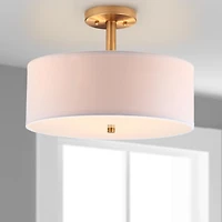 White and Gold Semi-Flush Mount Light