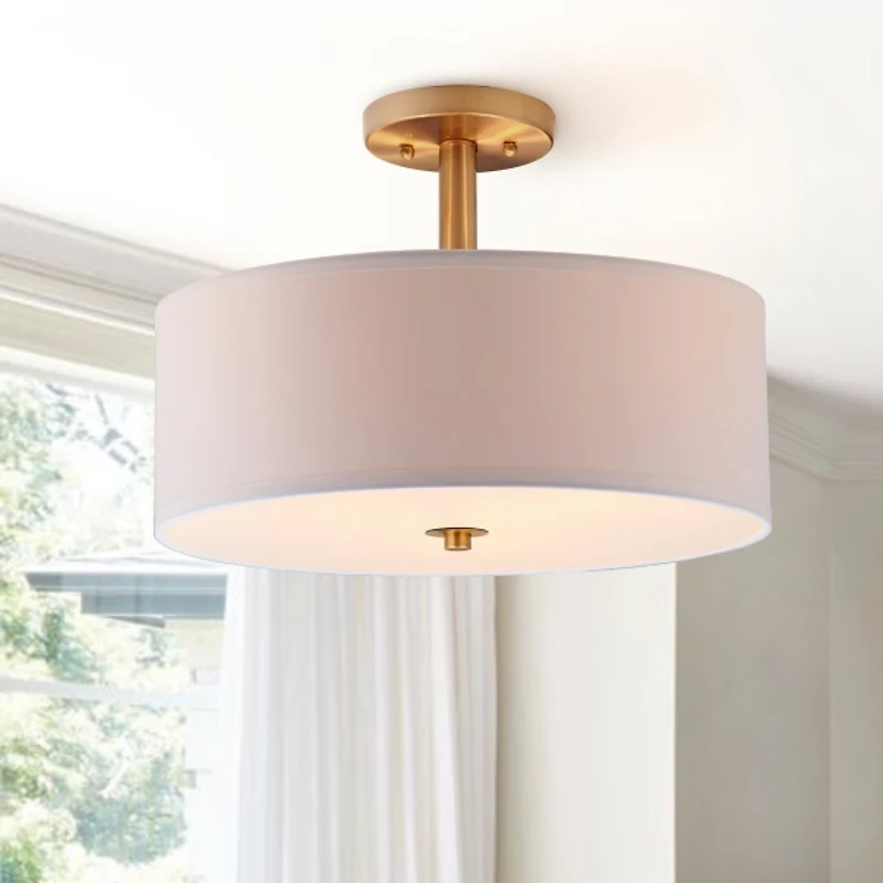 White and Gold Semi-Flush Mount Light