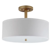 White and Gold Semi-Flush Mount Light