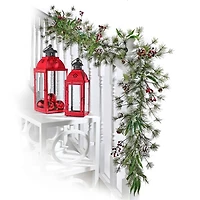 Lightly Flocked Pine and Bristle Berry Garland