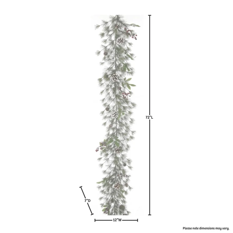 Lightly Flocked Pine and Bristle Berry Garland