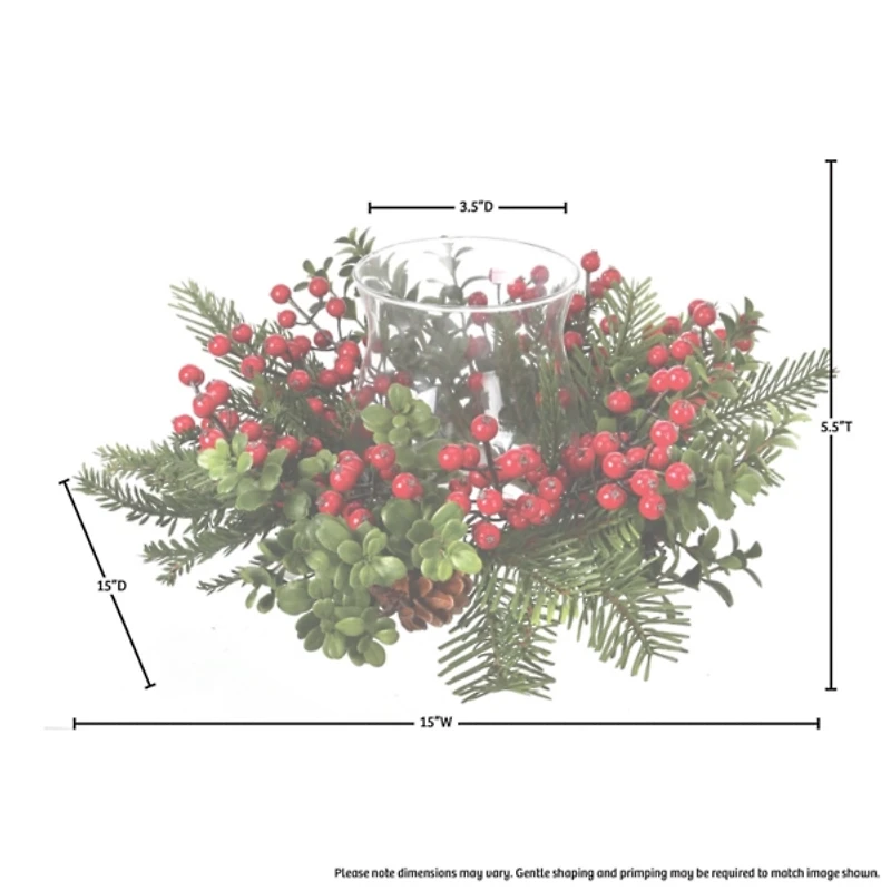 Berry and Boxwood Waterproof Candle Holder